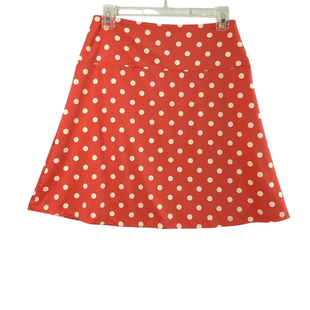 Louie Lucie Skirt Women S Orange Coral Creme Polka Dot A-Line Retro Rockabilly - Picture 2 of 9